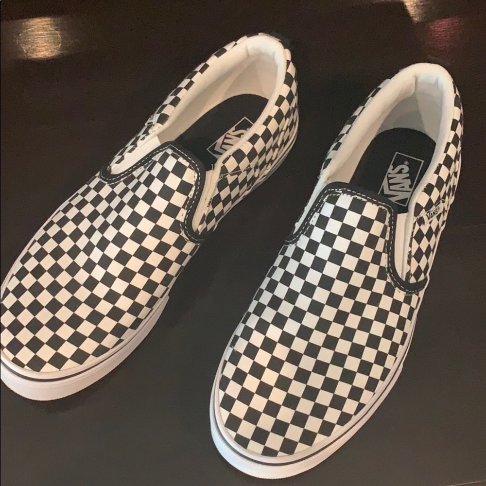 Black/white checkered Vans